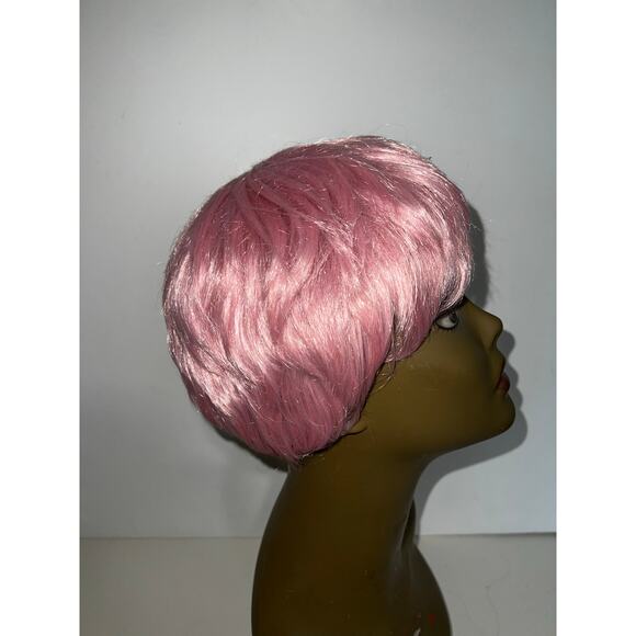 Short Straight pixie Synthetic Wig Natural Looking Pink Wig Bangs Heat Resistant - Picture 9 of 10
